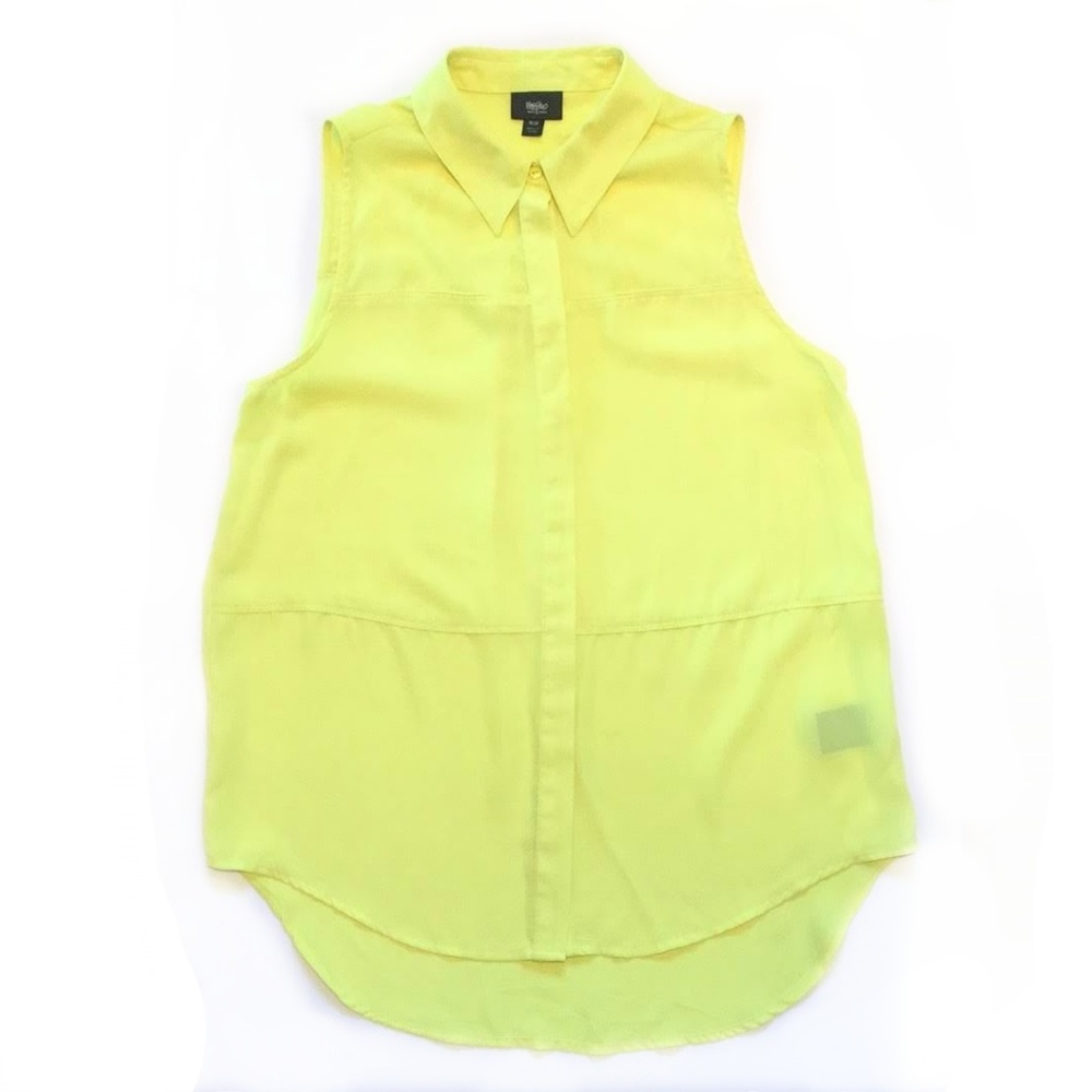 Neon Yellow Sleeveless Collared Buttondown Shirt